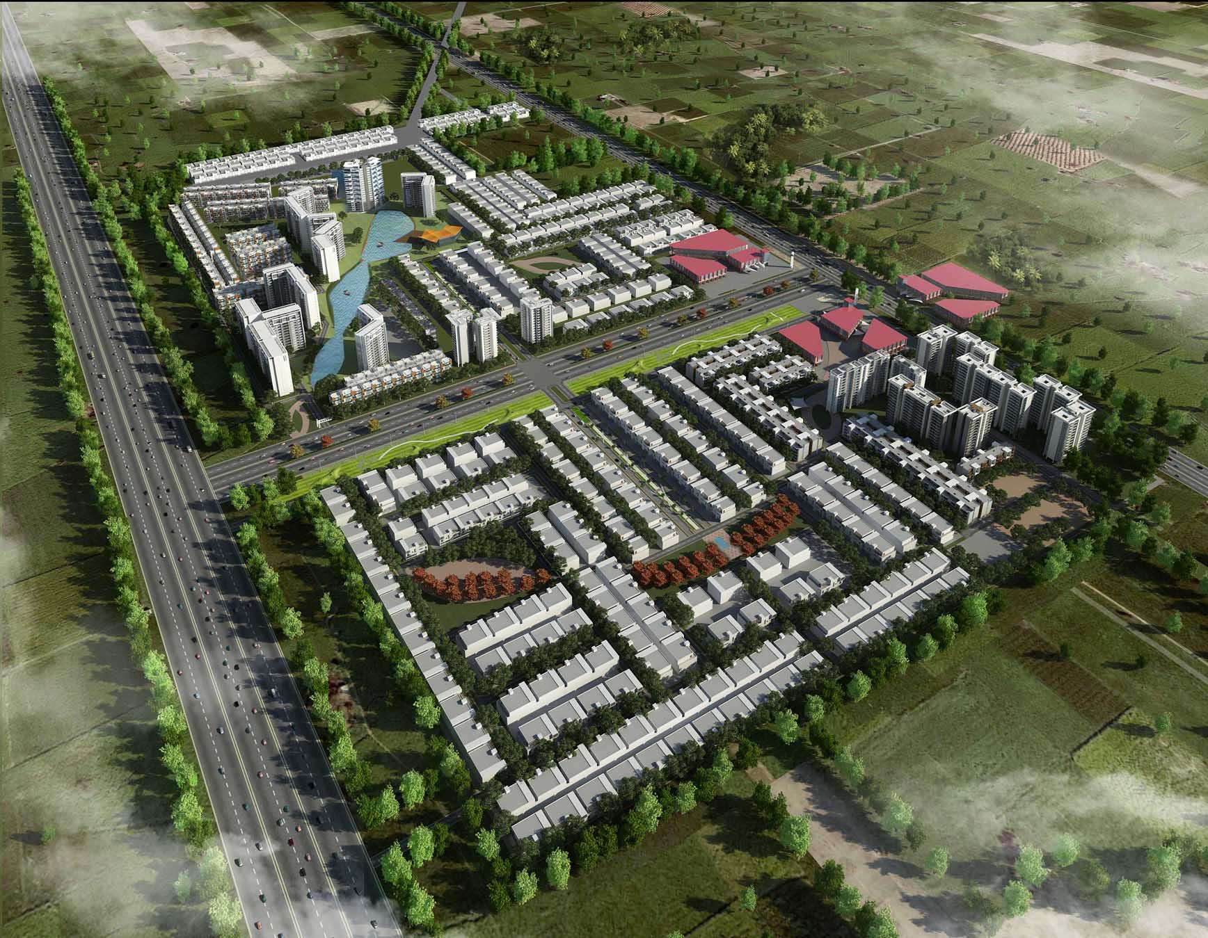 Aerial view of Sneh Dhara plotted development in Mohanlalganj, Lucknow